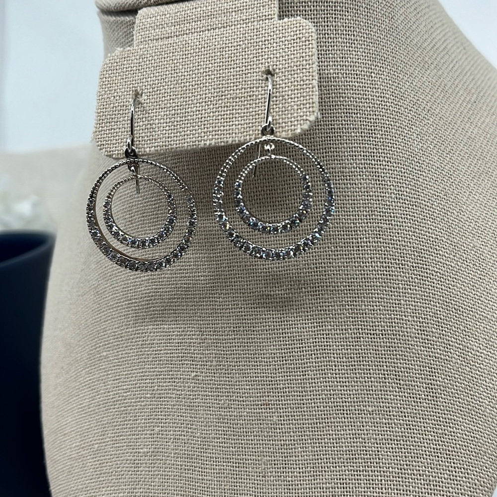 JCM Sterling Silver CZ Hoop Earrings